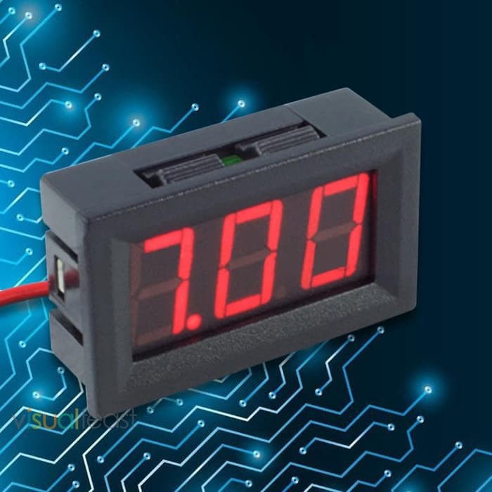 Digital Voltmeter Mini 2 Kabel Led Merah Frame DC 4.5V - 30V