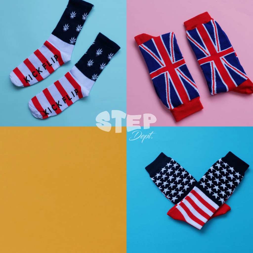 Kaos Kaki Motif Flag/Bendera OS 5