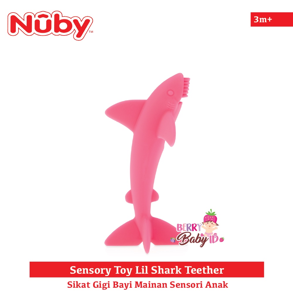 Nuby Sensory Toy Lil Shark Teether Sikat Gigi Bayi Anak Mainan Sensori Berry Mart