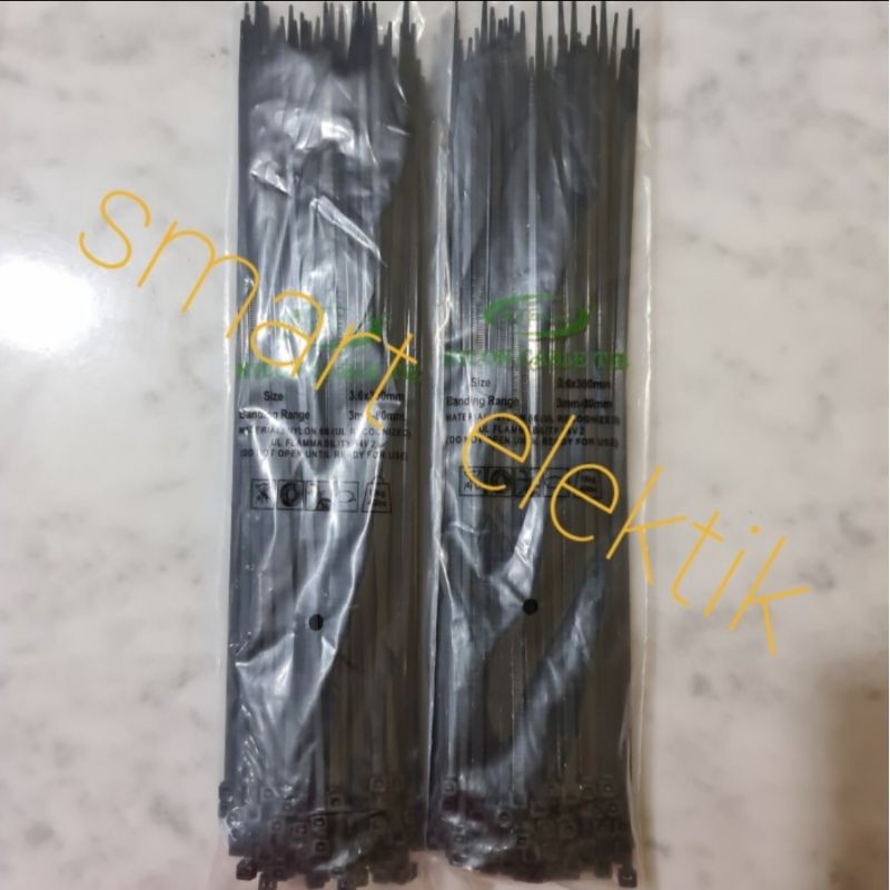 Kabel Ties Hitam Ukuran 3,6 × 300mm Bahan Nylon/ Kabel Tis 30cm Sedang Hitam/ Tali Ripet 30cm