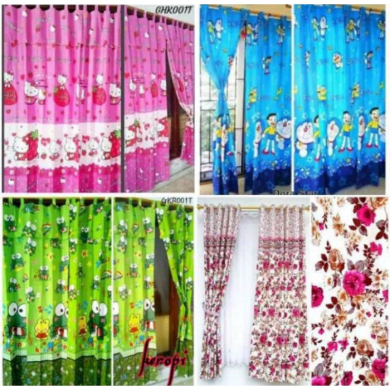 Gorden jendela Doraemon/hello Kitty/keropi murah