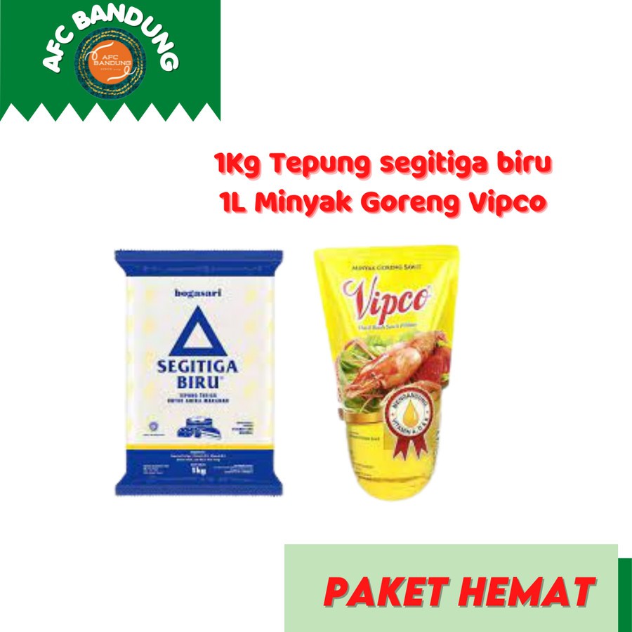 

Paket Sembako Terigu Segitiga Biru 1kg + Minyak Goreng Vipco 1 Liter