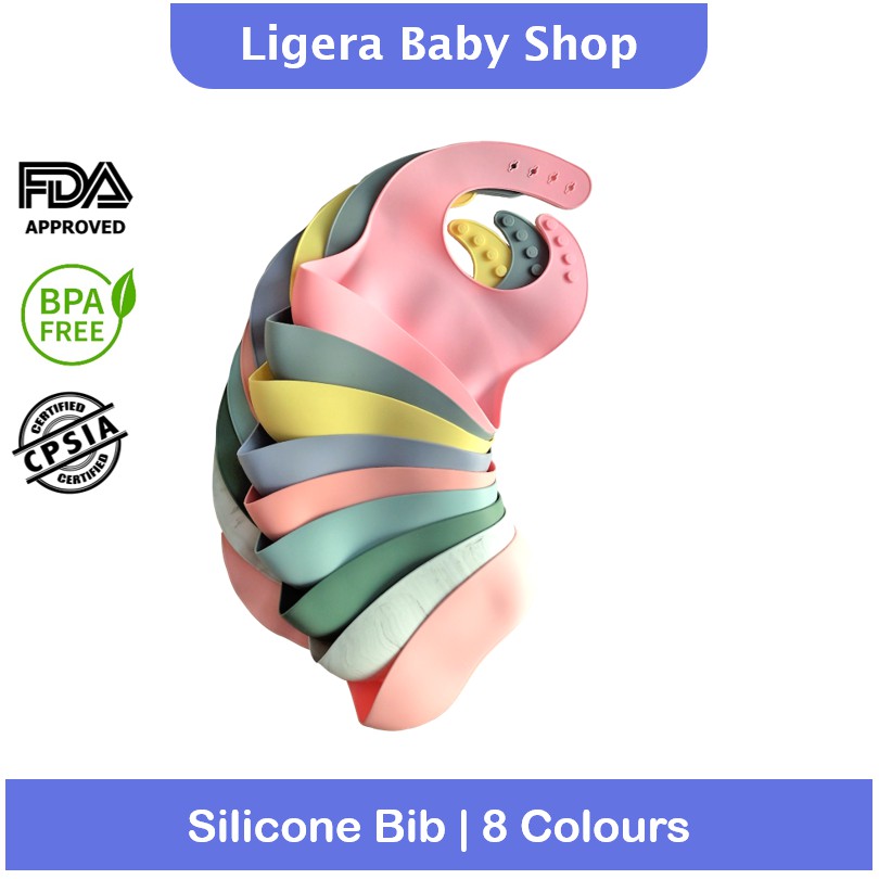 LIGERA PREMIUM Silicone Bib Slabber Celemek Makan Foldable Bayi BPA FREE MPASI Bayi