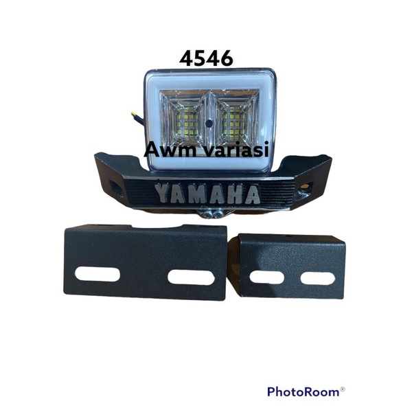 Paket Lampu tembak LED CWL Daymaker Mini tembak Angel Biru Plus Kumis RX King plus breket nomor
