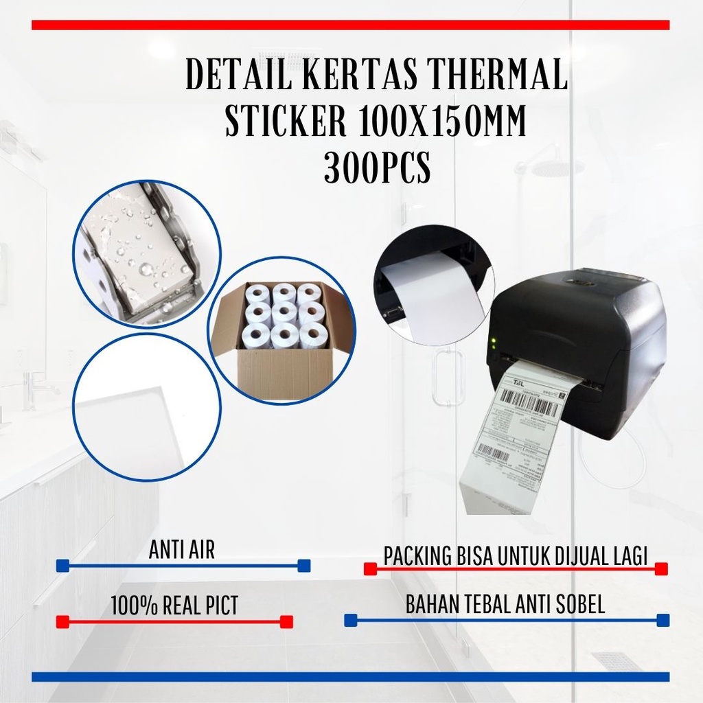 KERTAS THERMAL LABEL THERMAL 100X150MM CUTTING 300 PCS