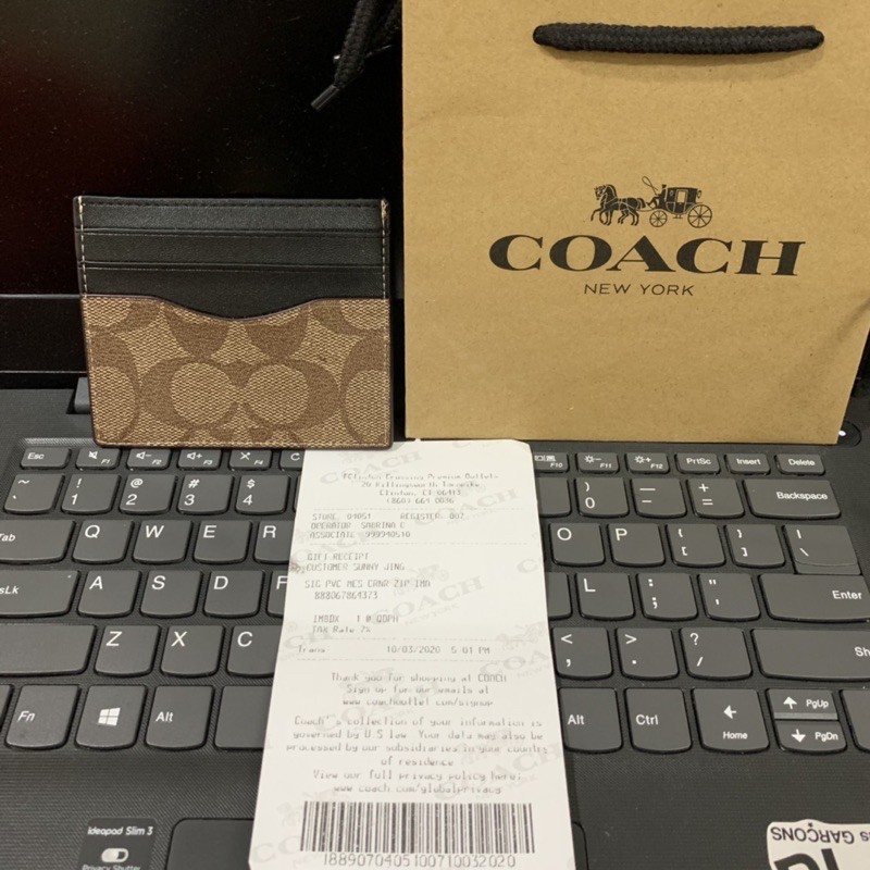 CARD HOLDER COACH BLACK/BROWN SIGNATURE