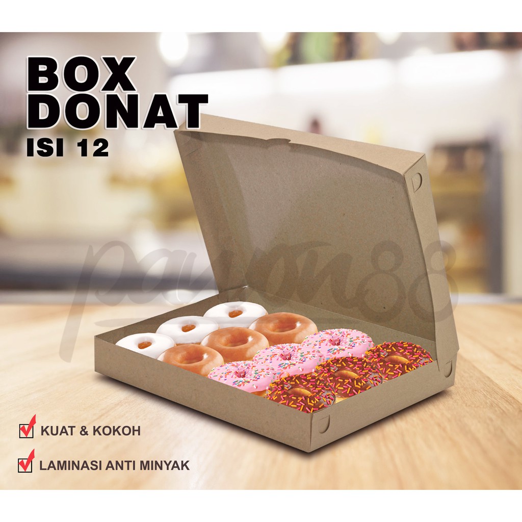 Jual Kotak Box Dus Donat Coklat Isi 12 10 Pcs Shopee Indonesia 0647