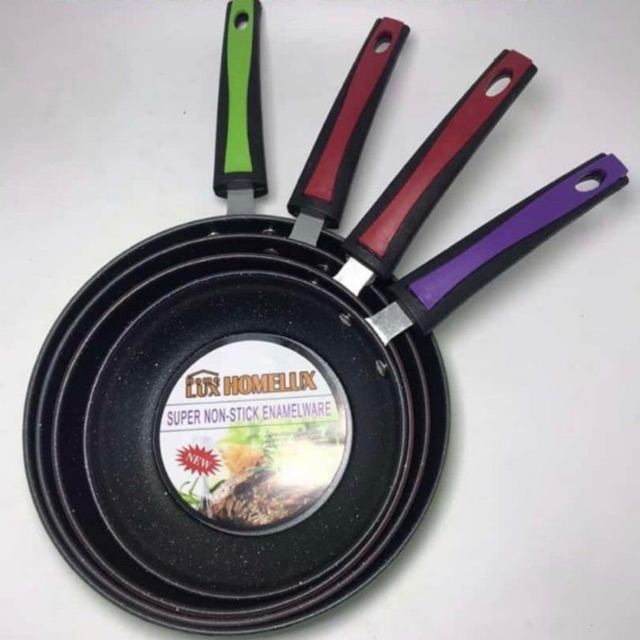Frypan Homelux Teflon Enamel Marble Teplon Wok Wajan Anti Lengket Super non Stick