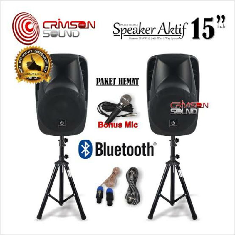 speaker aktif dan pasif 15 inch sepasang crimson show 15 bluetooth usb