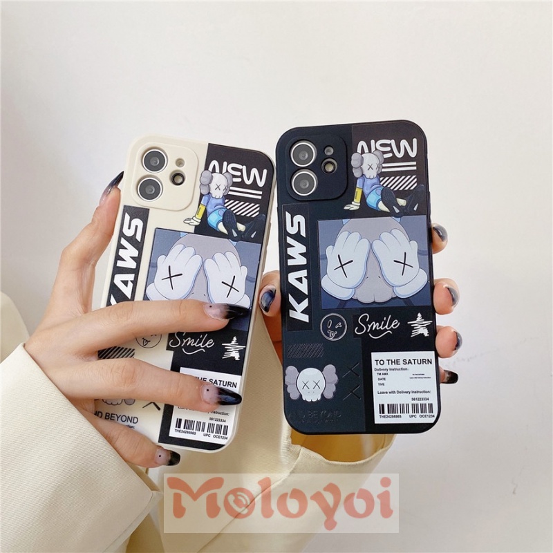 KAWS Case iPhone iPhone 6 6s 7 8 SE 2020 iPhone 13 12 11 Pro Max X XR XS max Side Stripe Case Cute Cartoon Soft TPU Back Cover