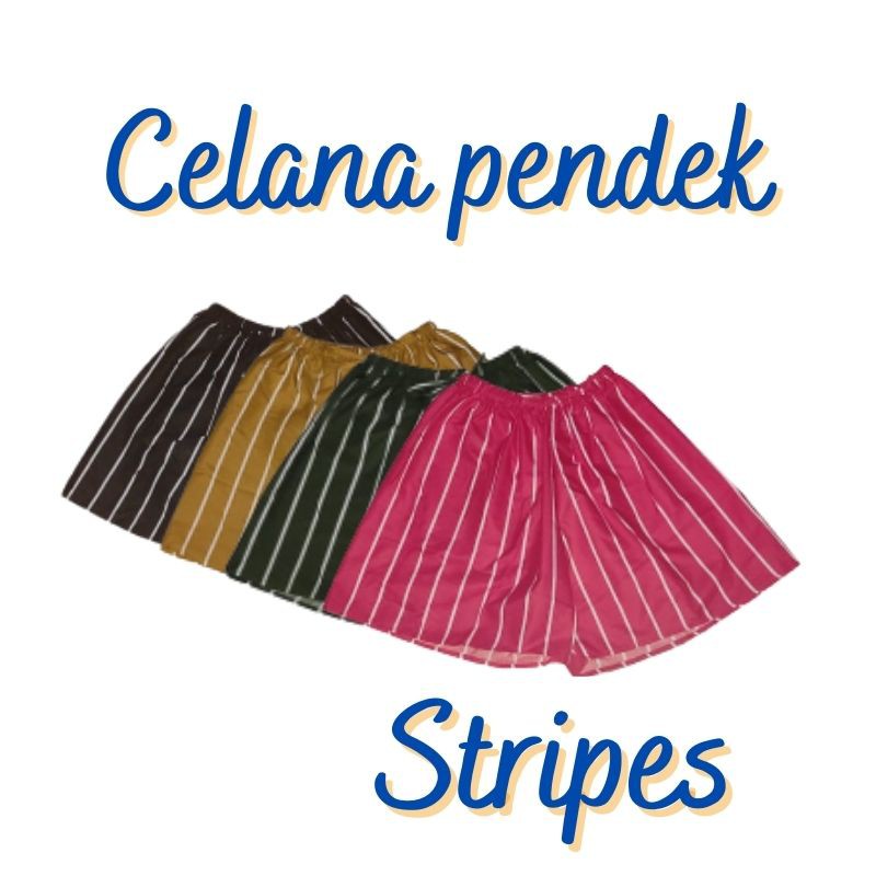 CHERYLPICK CELANA PENDEK SANTAI WANITA PRIA NYAMAN MURAH- STRIPES