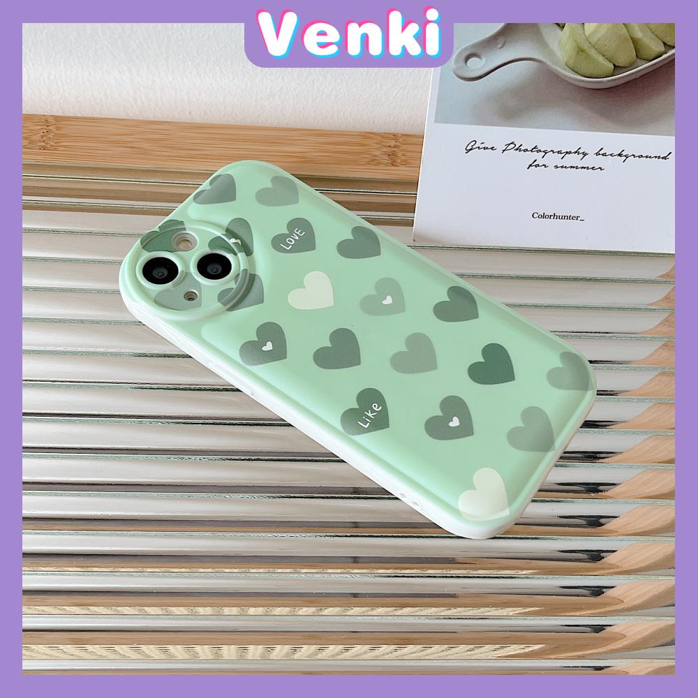 iPhone Case TPU Silicone Soft Case Airbag Shockproof Protection Camera Green Heart Compatible For iPhone 11 Pro Max 13 Pro Max 12 Pro Max 7Plus xr XS Max