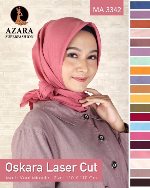 Grosir Hijab Azara Scarf Oskara Lc Murah Jilbab Segi Empat Voal Polos Laser Cut Segi 4 Termurah-6
