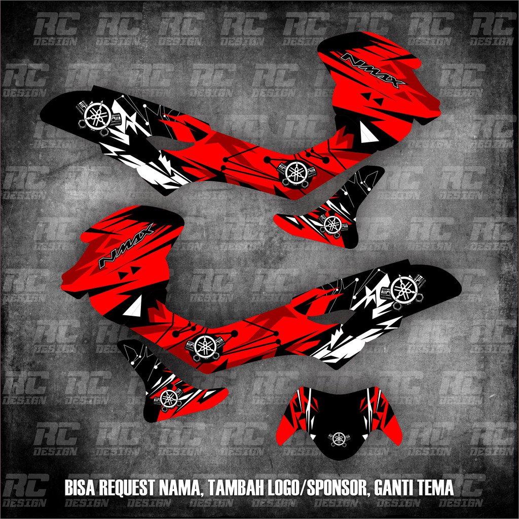 STICKER STRIPING DECAL NMAX FULLBODY MERAH HITAM 01