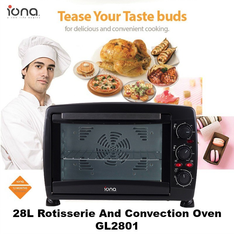 IONA Oven Listrik 28 Liter Convection & Rotisserie Oven Gl2801 BATAM GARANSI RESMI