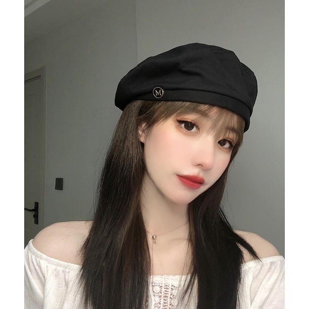 Topi Baret Korea Wanita Dewasa New Varian Motif M Gaya Vintage Fashion wanita kualitas import BRT2