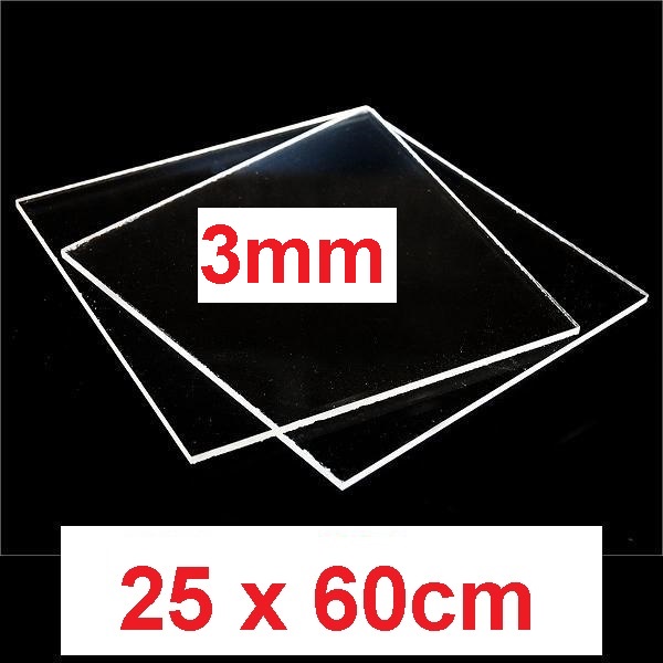 

Acrylic / acrilic / akrilik bening, tebal 3mm ukuran 25cm x 60cm