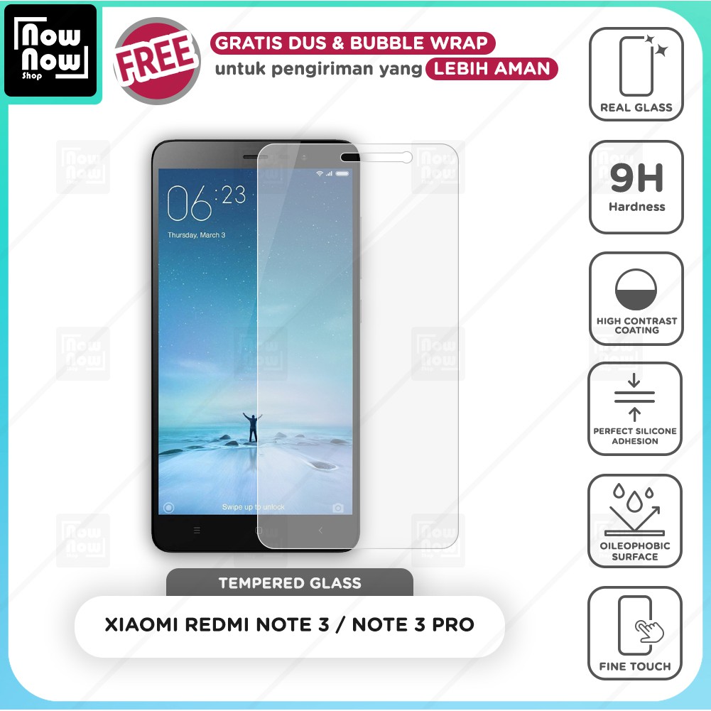 Tempered Glass Anti Gores Xiaomi Redmi Note 3 / Note 3 Pro Screen Guard Protector 9H Temperglass