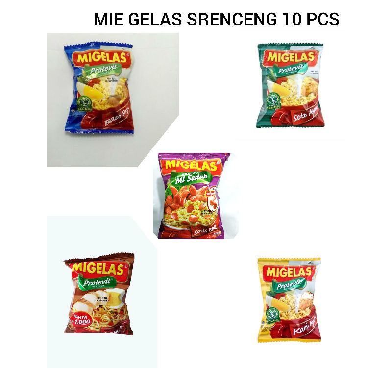 

Mie Gelas Miegelas Instant Sachet Srenceng 10 Pcs x 28 gr