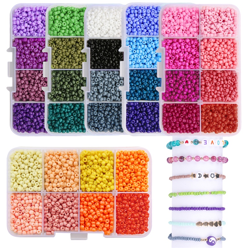 3400 Pcs/Box 3mm Manik-manik Biji Kaca Ceko Pesona Kristal Spacer Manik-manik Warna-warni Untuk Gelang Membuat Perhiasan Kit DIY Aksesoris Set