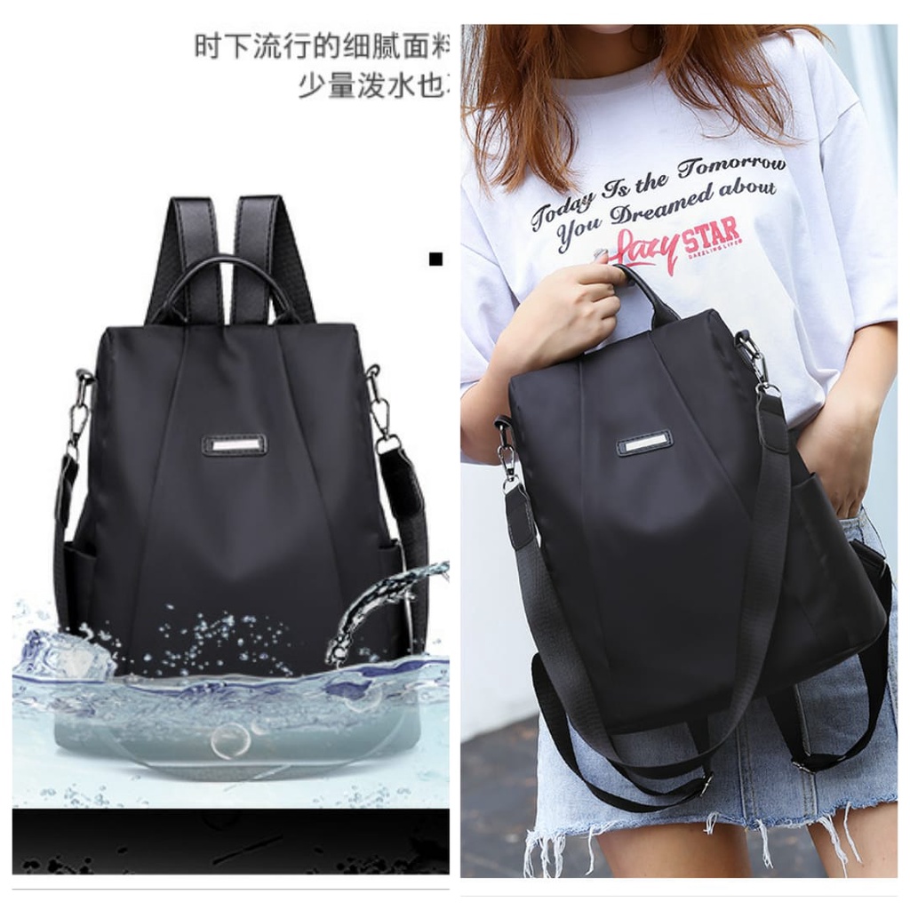 TAS RANSEL BACKPACK ANTI AIR WANITA TA253B5 ATLAS IMPORT HITAM KULIAH FASHION PUNGGUNG KOREA SEKOLAH