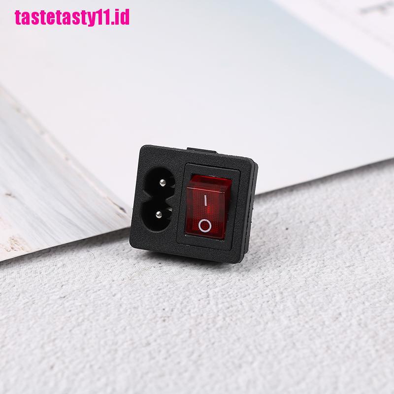 Saklar rocker switch Power inlet socket receptacle Dengan ON-OFF Merah