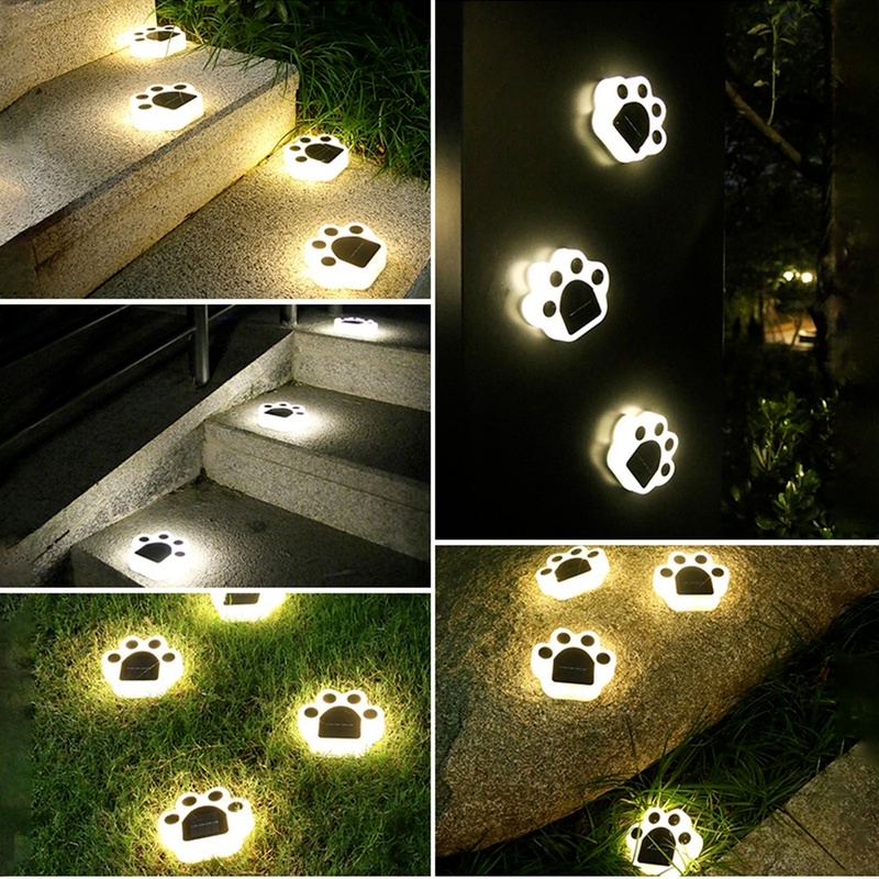 [ Solar Powered Waterproof Lawn Bear paw LED Pathway Decoration Lightings] [Waterproof Outdoor Landscape Lighting for Garden, Patio, Yard,Walkway, stairs，Yard]