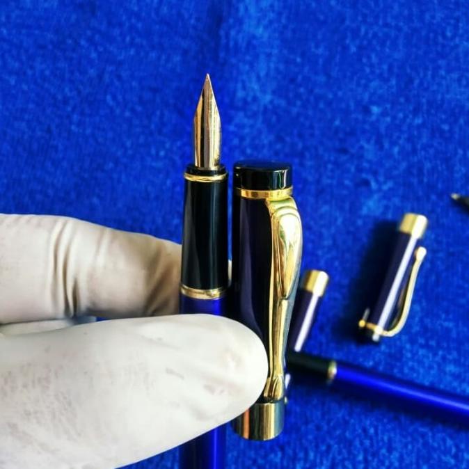 

[[COD]] Fountain Pen 021Blue.Pena Tinta Isi Nib M.Gold FREE ONGKIR Kode 178