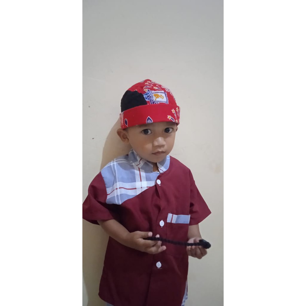 Topi Batik Anak - Kupluk Anak Batik Khas Putra Sunda - Peci Batik Anak Khas