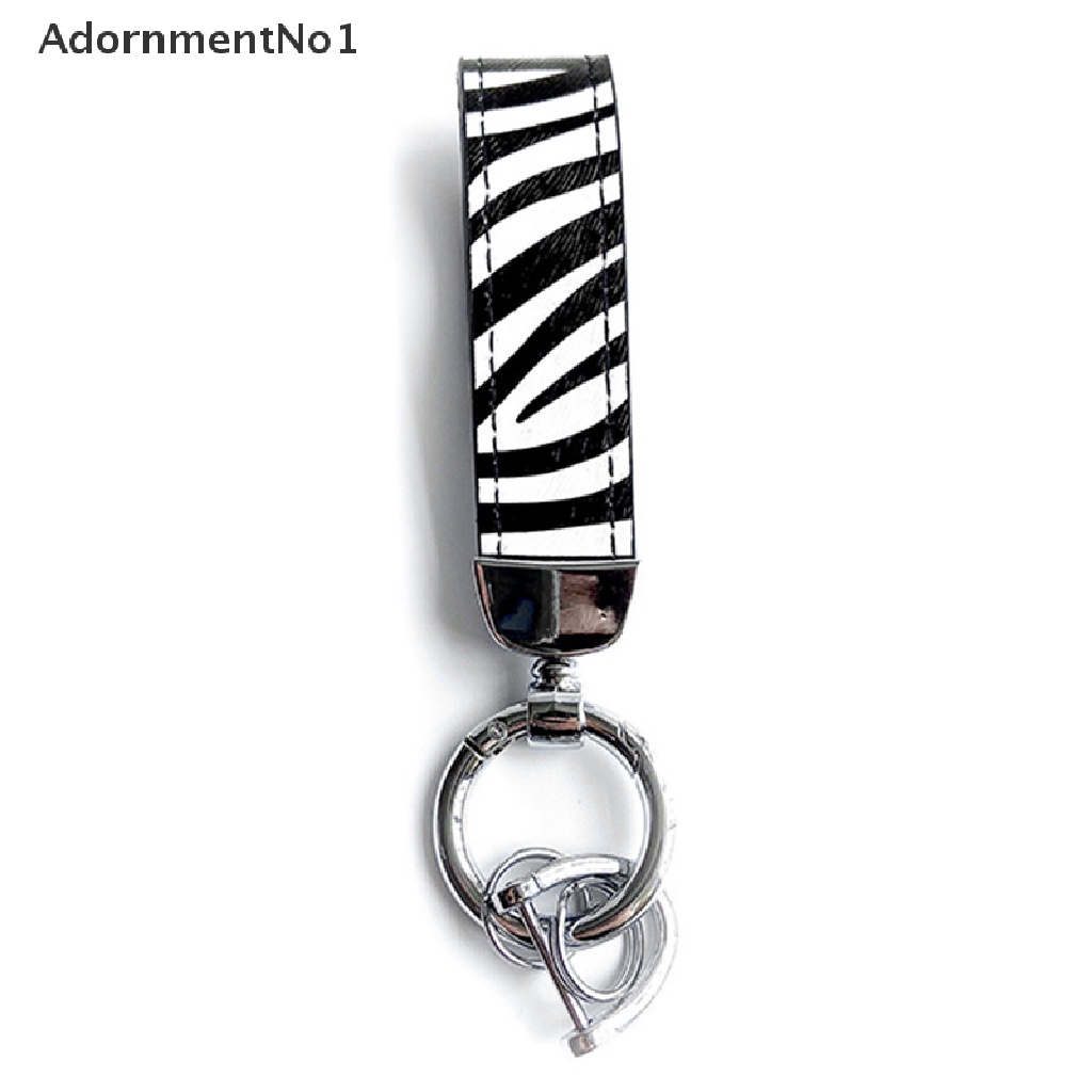 (AdornmentNo1) Gantungan Kunci Tali Lanyard Kulit Asli Motif Zebra / Leopard / Ular Untuk Pria / Wanita