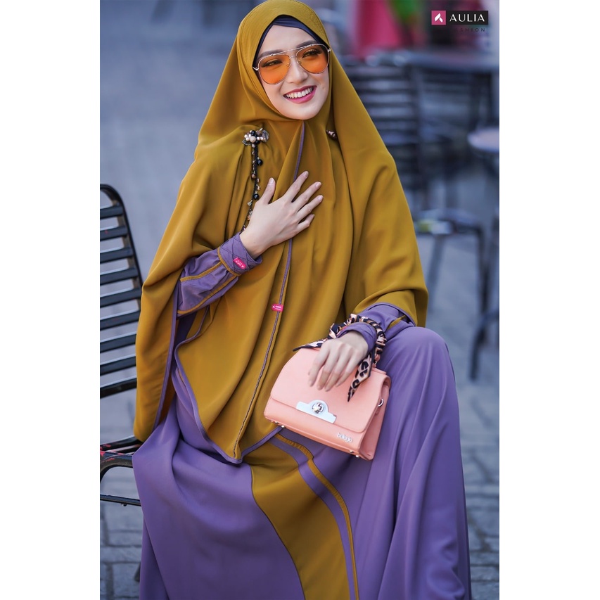 SET GAMIS ARUNI ELEPHANT OLIVE DRESS BY AULIA FASHION SETELAN HIJAB SYRI KHIMAR SOFT PET BAJU BUSANA