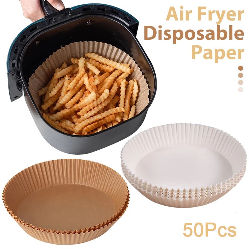 50 Pcs Kertas Baking Anti Lengket Tahan Minyak Untuk Air Fryer