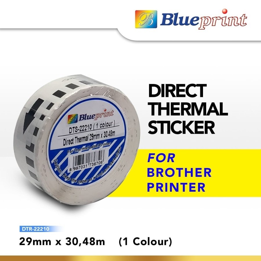 Blueprint Brother 22210 Label Barcode Continuous Stiker Roll 29 x 30,48m