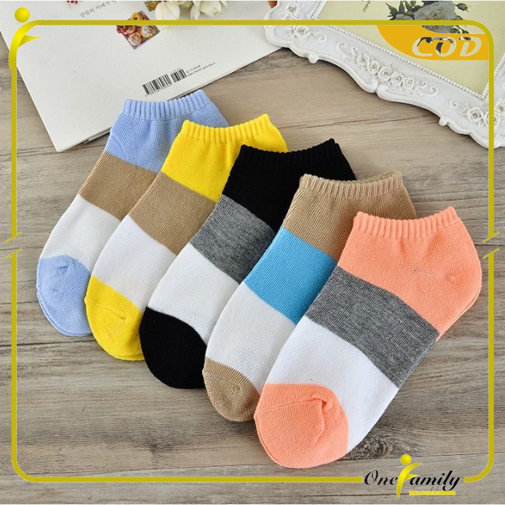 ONE - P51-P54 Kaos Kaki Pendek Dewasa / Kaos Kaki Semata Kaki / Kaos Kaki Ankle Motif / Short Socks-3 Warna