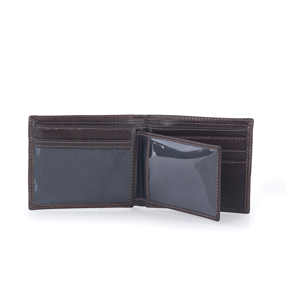 Dompet Pria Lipat Dua Bifold Slot Uang Kartu Kulit Sintetis Simple Keren