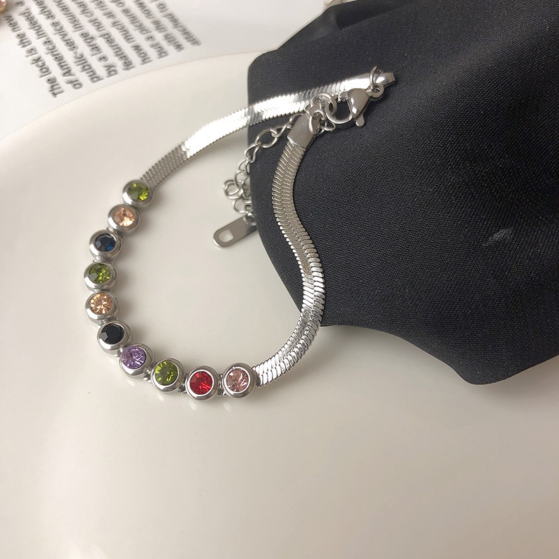 Gelang Tulang Ular Zirkon Kristal Warna-Warni Fashion Versi Korea