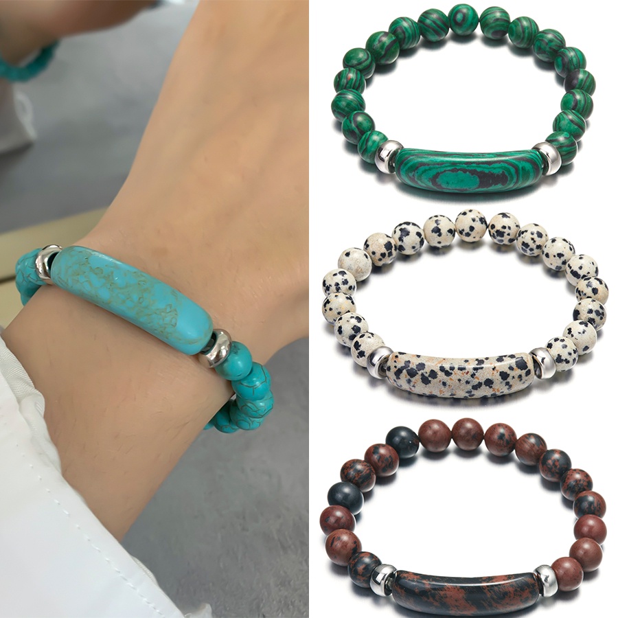 Gelang Manik-Manik Batu Alam Turquoise Stretch Untuk Wanita