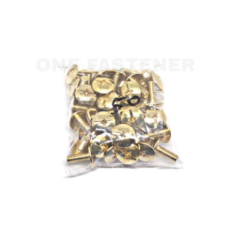 ( 50 Pcs ) b243 Baut Cover Body M6x16 GOLD grand 1.5cm Emas baut 10