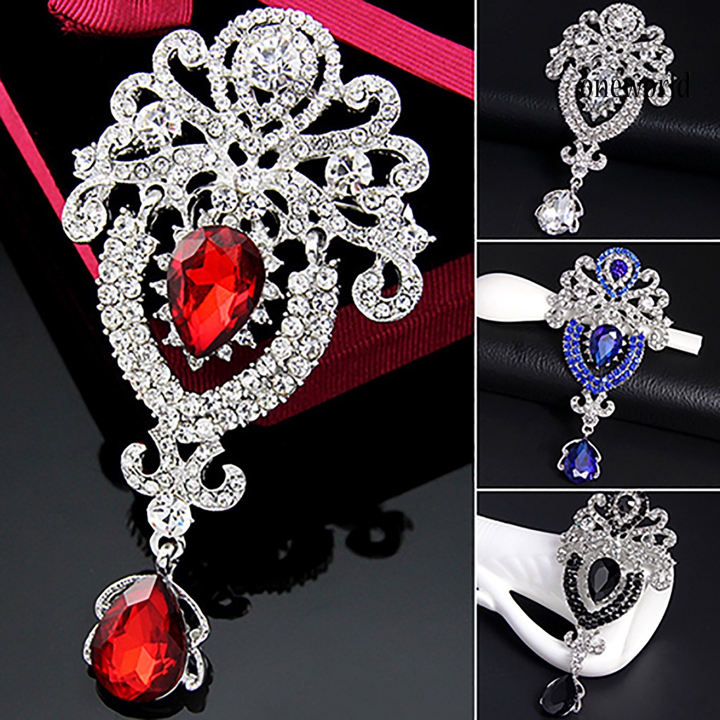 OW@ Brooch Exquisite Crown Design Luxury Fashion Diamante Brooch Pin for Holiday