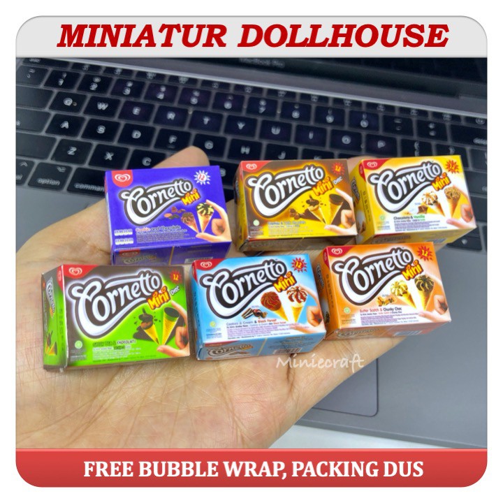 MINIATUR DOLLHOUSE BOX ICE CREAM WALLS CORNETO PAJANGAN / MAINAN BONEKA BARBIE