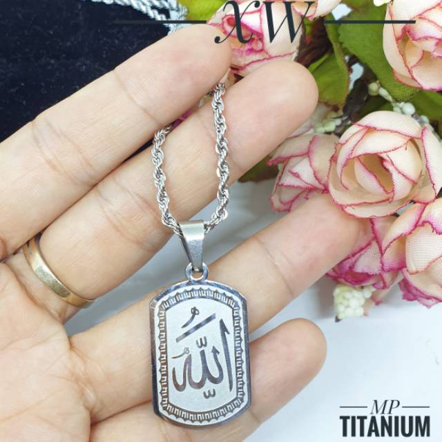 Kalung titanium lafadz silver