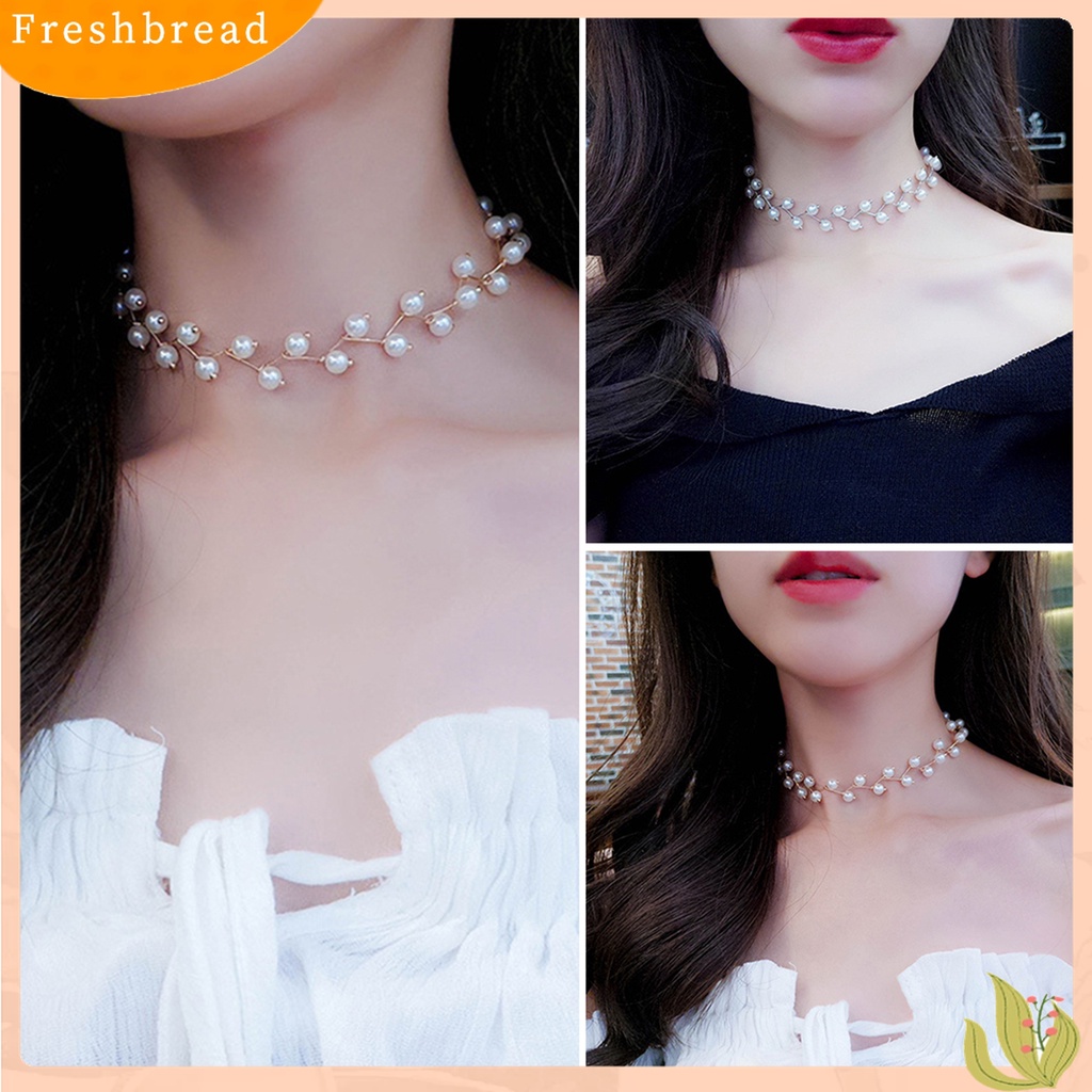 [Fresh] Kalung Choker 2 Layer Aksen Mutiara Imitasi untuk Wanita / Pesta Cocktail / Hadiah