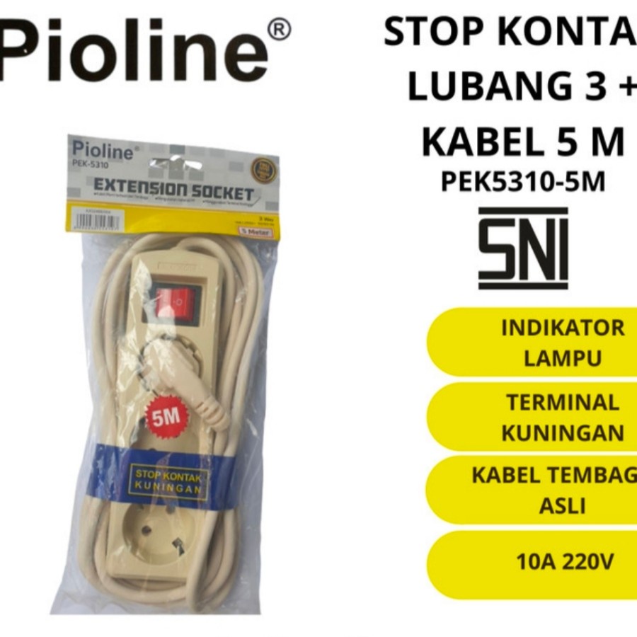 STOP KONTAK + KABEL 3 LUBANG 5 METER