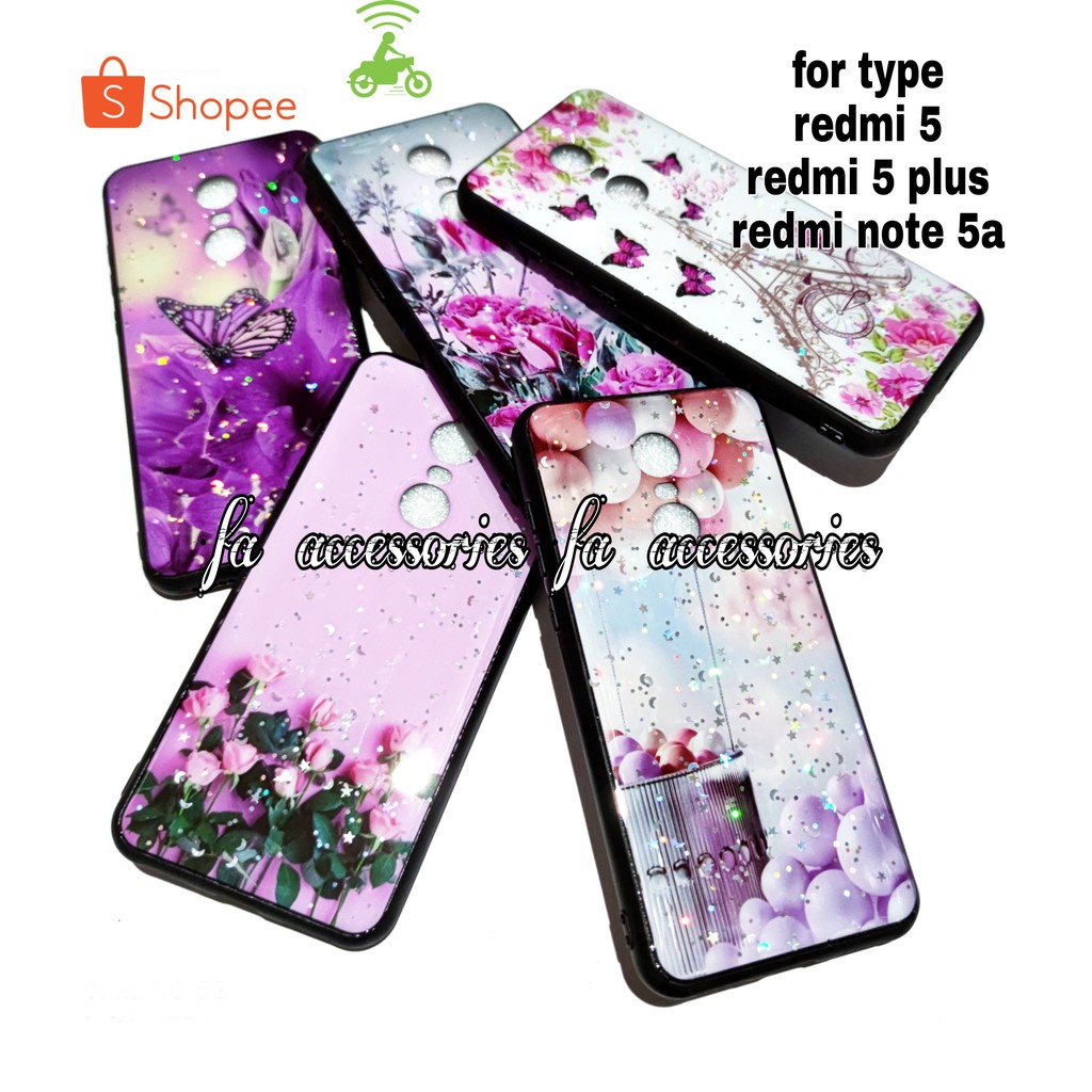 FA Soft case tpu bling casing XIAOMI REDMI 5 5PLUS PLUS NOTE 5A PRIME silicon motif flower butterfly