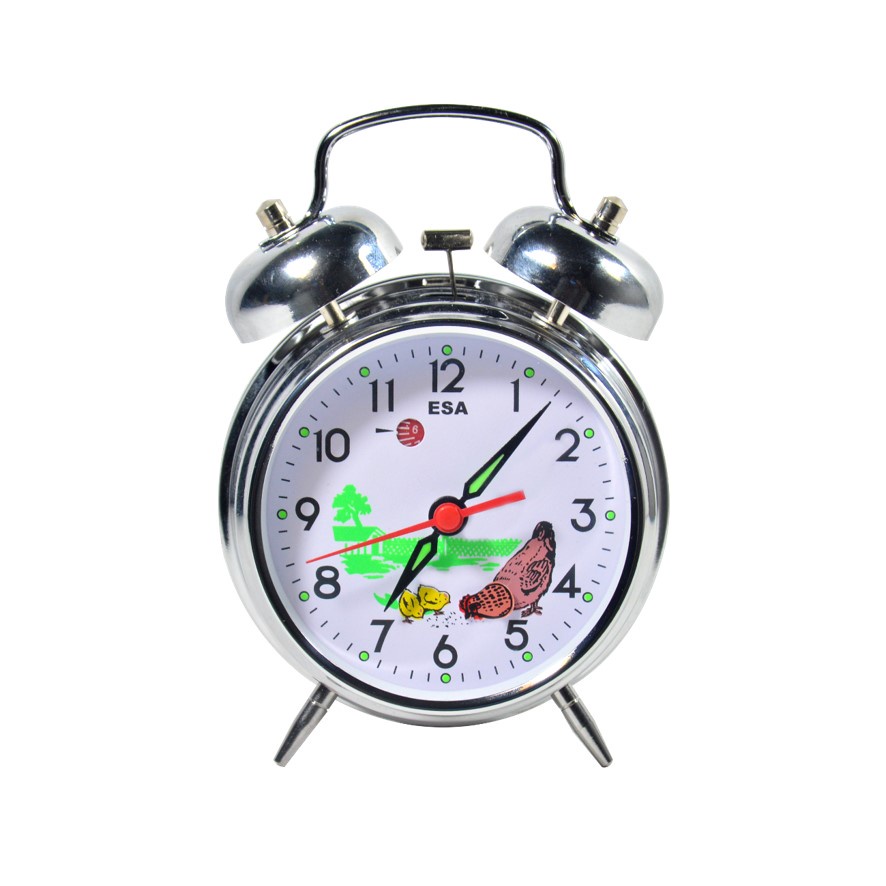 Jam Beker Kring Jam Weker Kring Metal Mechanical Mini Alarm Clock Warna Silver