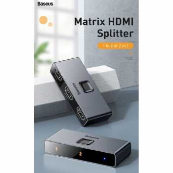 Baseus HDMI Switcher Splitter Bi-Direction 2 in 1 Out 4K