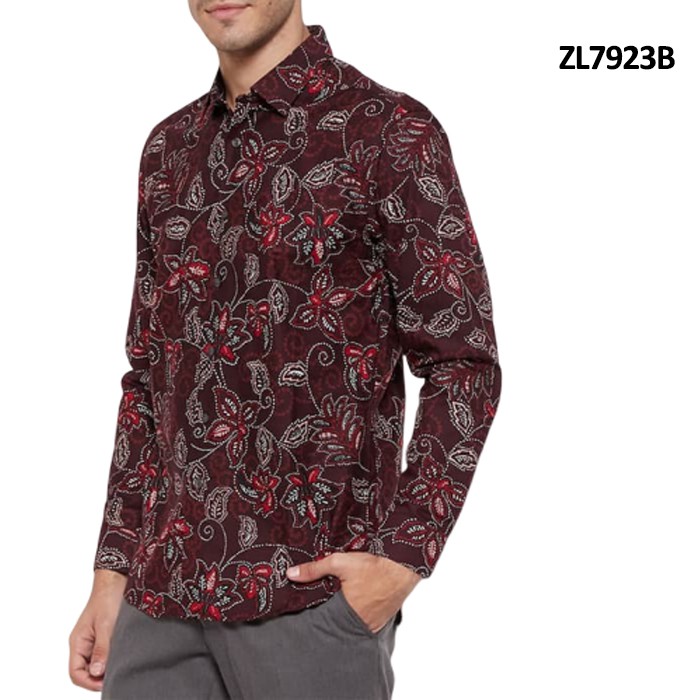 KEMEJA PRIA BATIK LENGAN PANJANG BATIK SLIM FIT HEM FORMAL CASUAL KEREN KERJA KANTOR SLIMFIT S9Q0