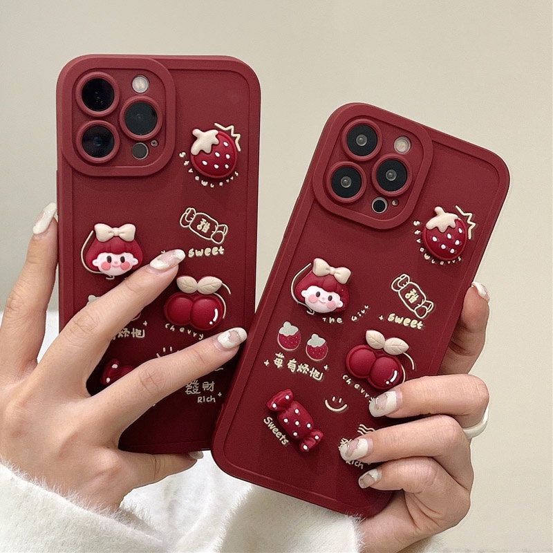 Lovely！Red Candy Girl Soft Case OPPO A53 A33 A31 A9 A5 2020 A3S Realme C1 A52 A92 F11 Reno 5 6 A7 A5S A12 A11K A15 A15S A35 Casing VIVO V15 V20 Pro Y20 Y20S Y20i Y12S Y50 Y30 Y30i Y11 Y12 Y15 Y17 Y12i Y19 S1 V9 Y93 Y91C Xiaomi Redmi Note 7 8 Pro iP iPhone