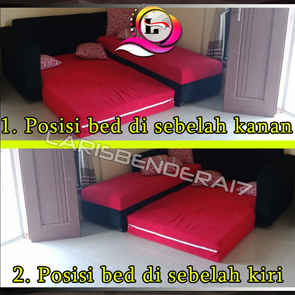 Sofa L Bed Santai - Minimalis - Praktis | Bludru | (Sofa Bogor Jakarta Bekasi Tangerang Depok)