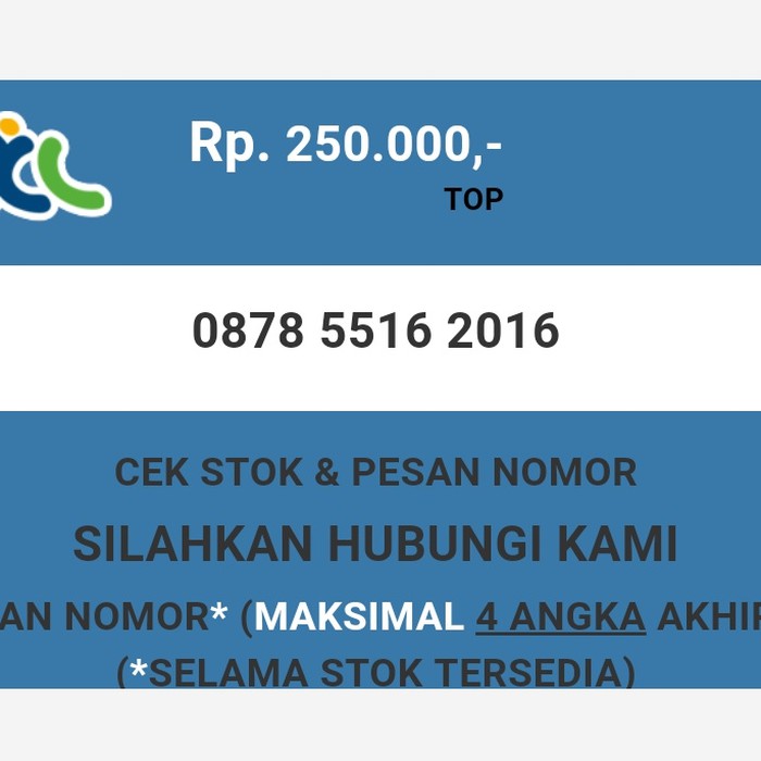 Nomor cantik XL murah tahun lahir 2016 XL dan AXIS T5888-250